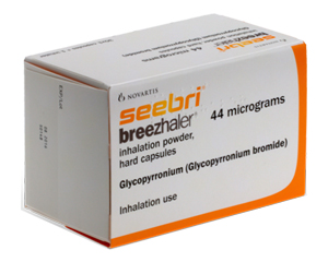 Seebri Breezhaler medication package - prescription treatment available via online consultation