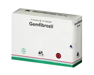Gemfibrozil medication package - prescription treatment available via online consultation