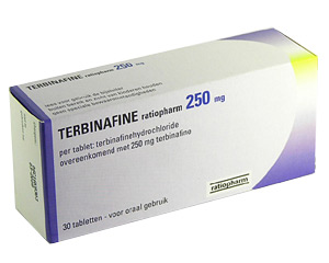 Terbinafine medication package - prescription treatment available via online consultation