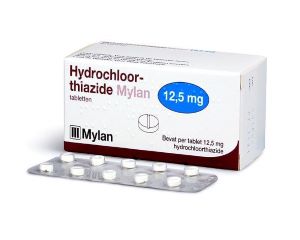 Hydrochloorthiazide medication package - prescription treatment available via online consultation