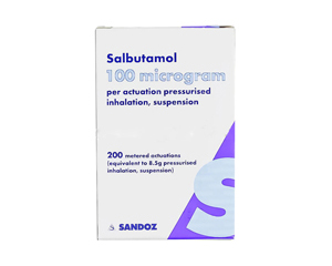 Salbutamol medication package - prescription treatment available via online consultation